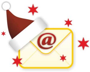 email marketing letter with christmas hat