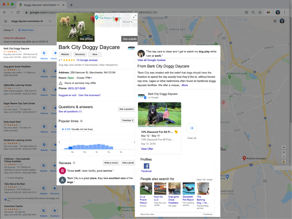 Google My Business good example Doggy Daycare 